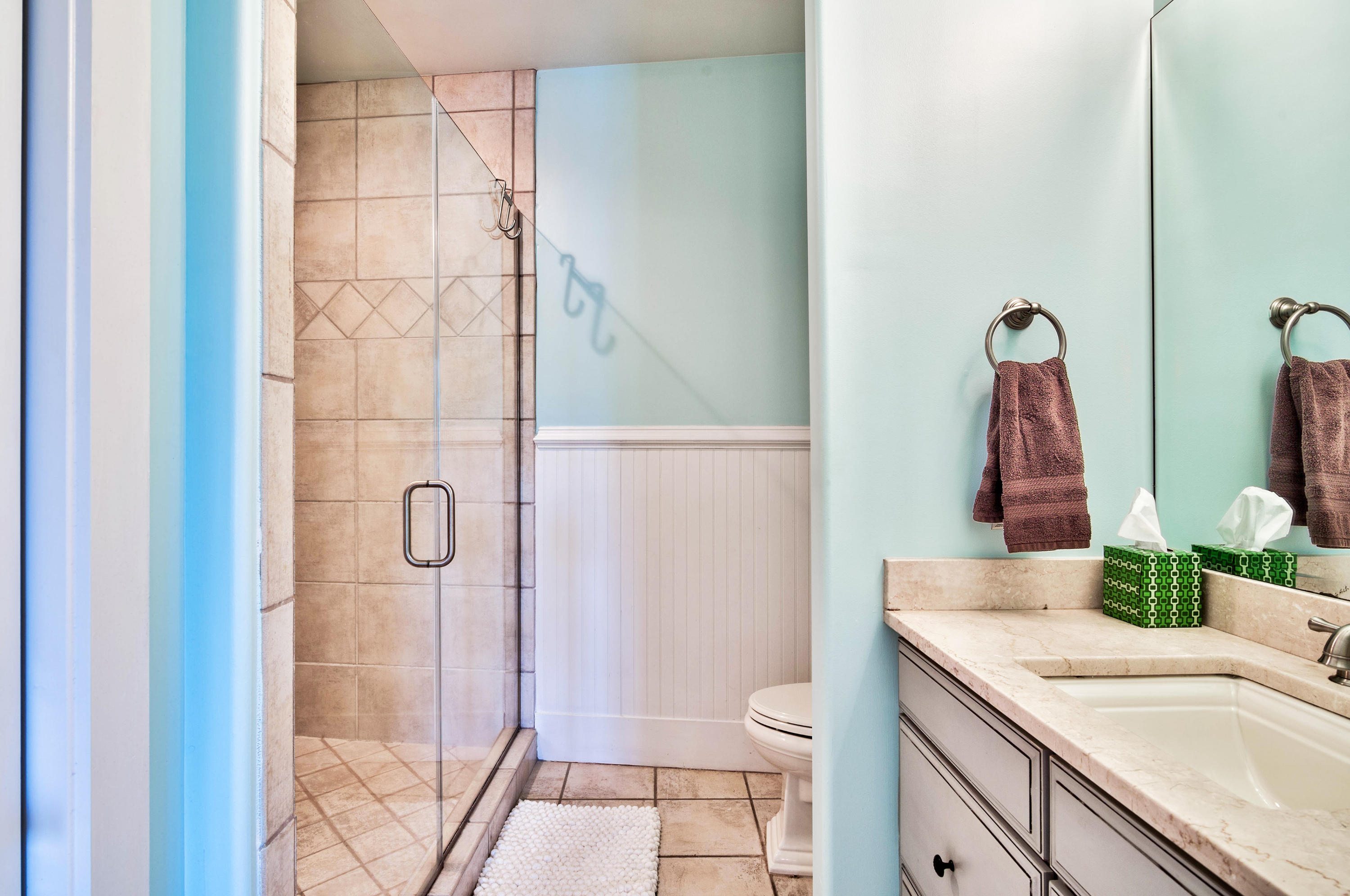 179 Pelican Circle Seacrest, FL 32461 - Photo 42 of 94 a bathroom with a granite countertop sink a toilet and shower