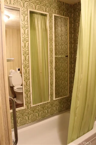 a view of a small space with a window