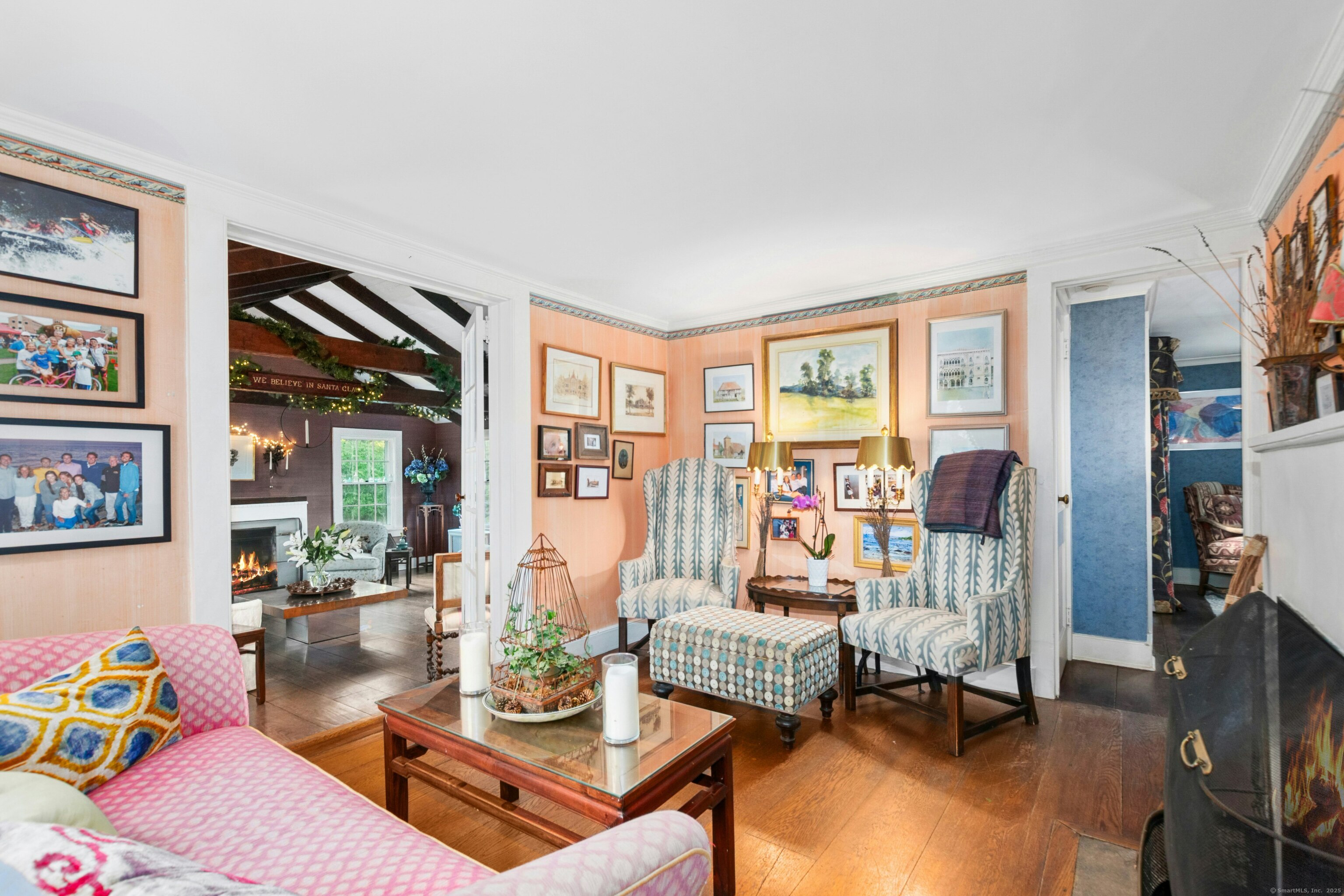 561 Middlesex Road Darien, CT 06820 - Photo 7 of 33 a living room with fireplace furniture and a large window