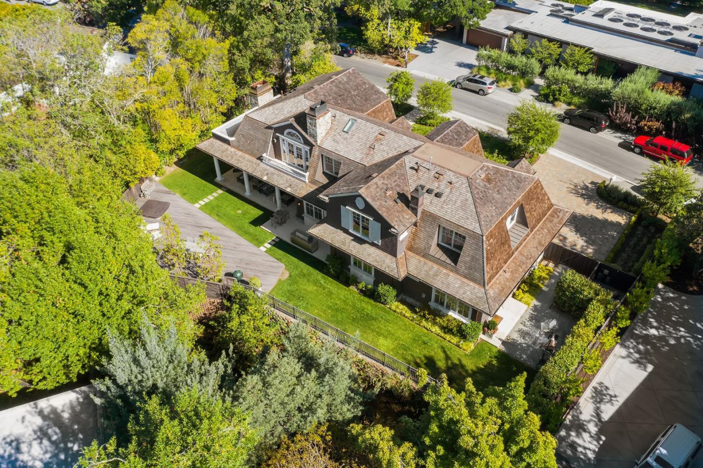 250 Bridge Road Hillsborough, CA 94010 - Photo 67 of 80 an aerial view of a house with a big yard and large trees