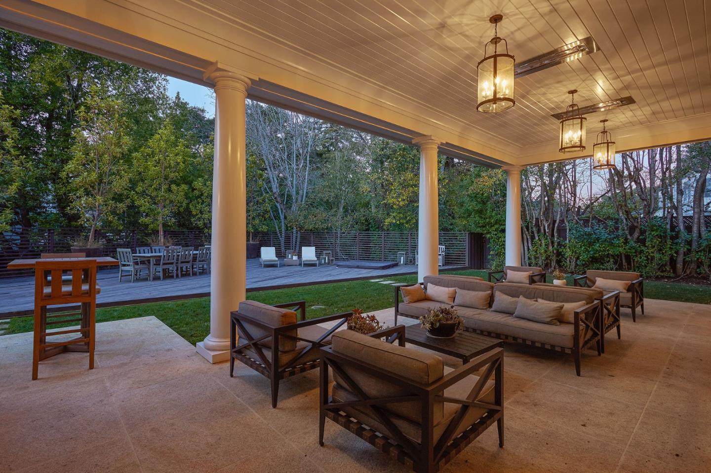 250 Bridge Road Hillsborough, CA 94010 - Photo 77 of 80 a living room with patio furniture and a garden