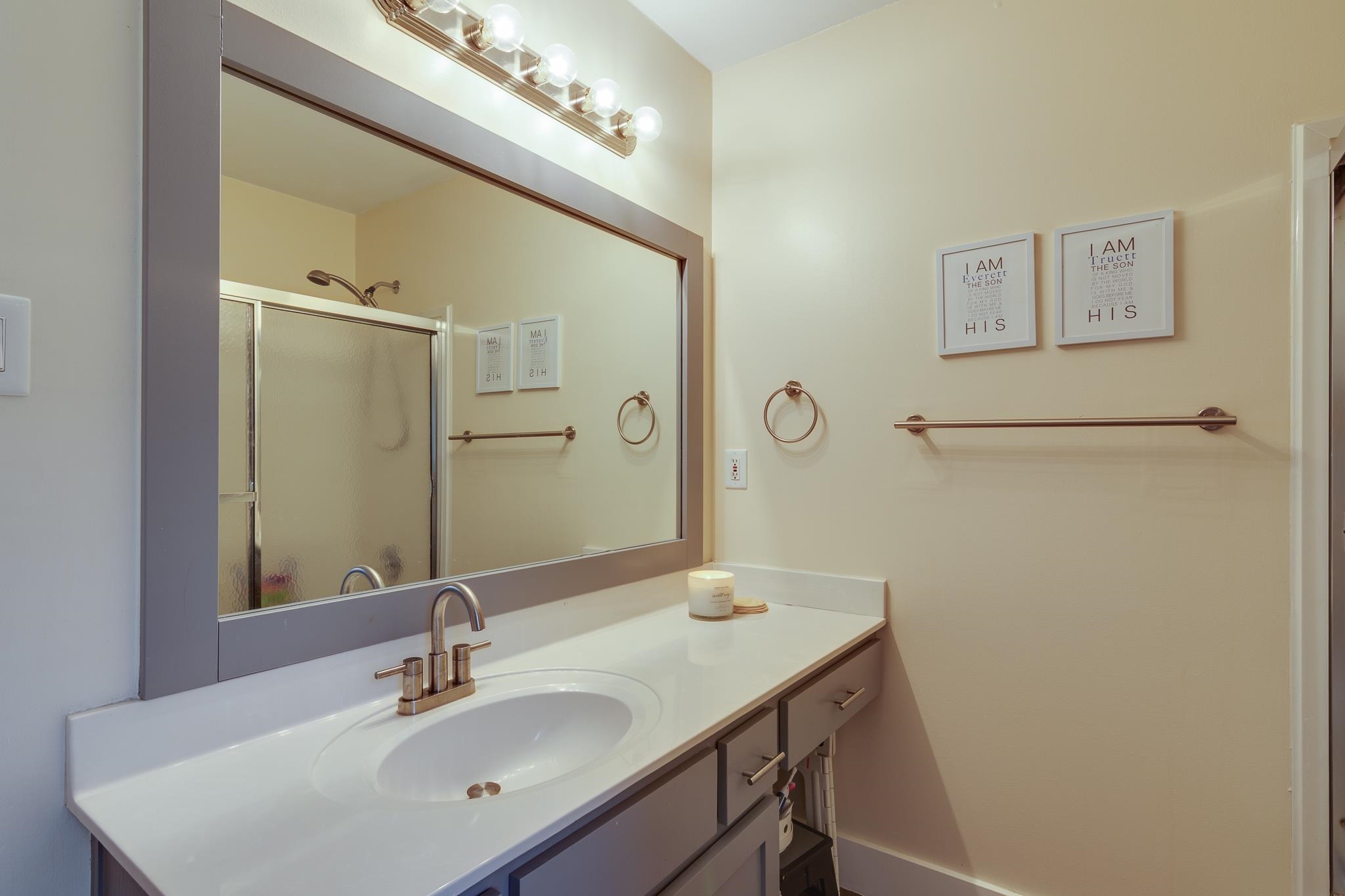 8703 Old River Road Memphis, TN 38018 - Photo 23 of 31 Bathroom featuring vanity and a shower with shower door