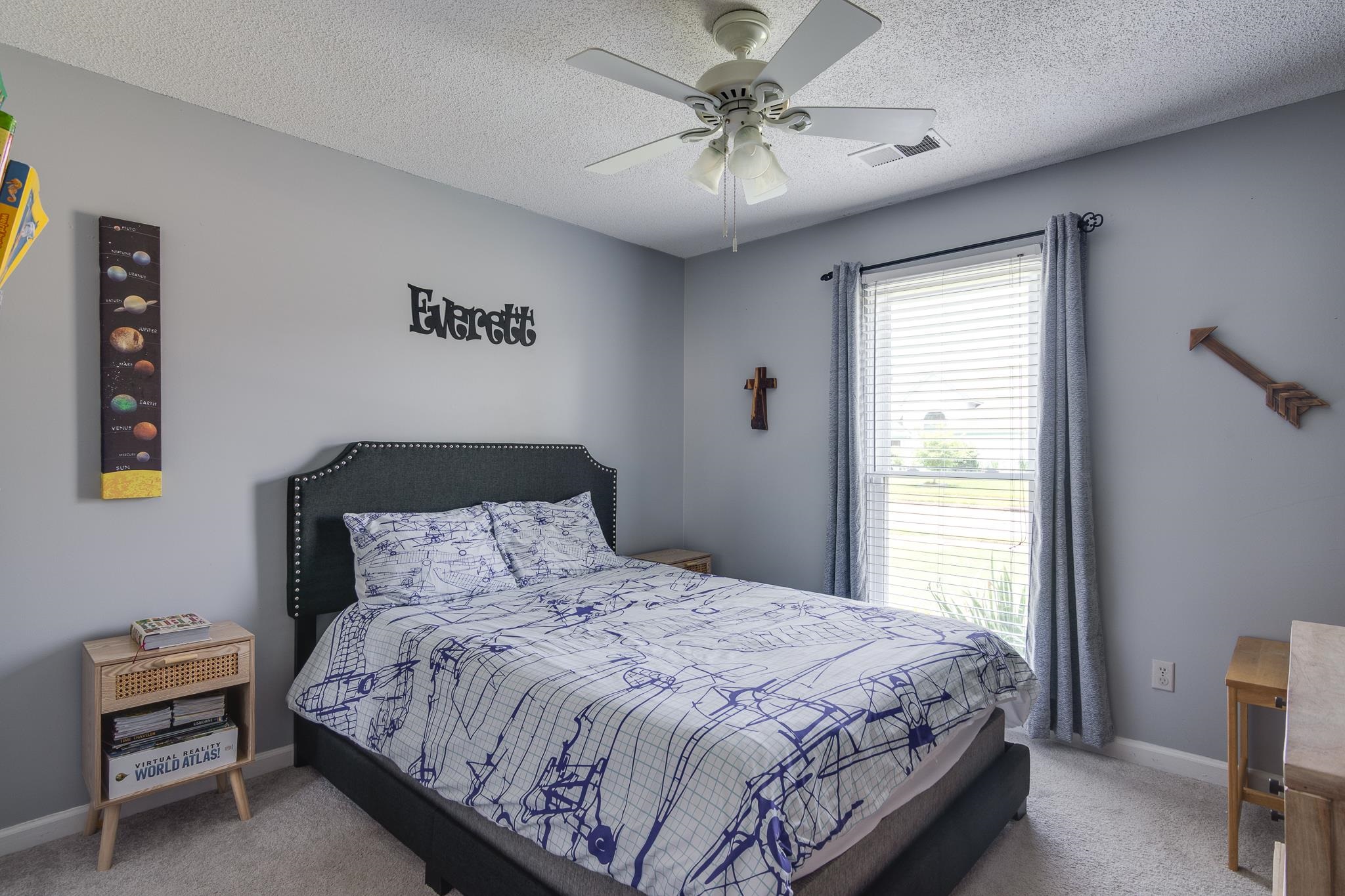 8703 Old River Road Memphis, TN 38018 - Photo 25 of 31 Carpeted bedroom featuring a textured ceiling and ceiling fan