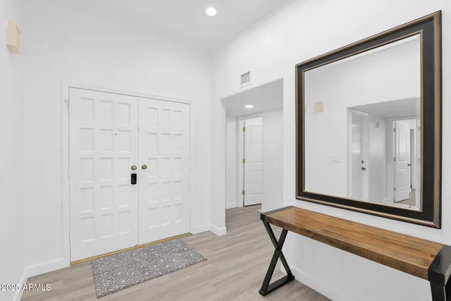 a view of a lake with a terrace