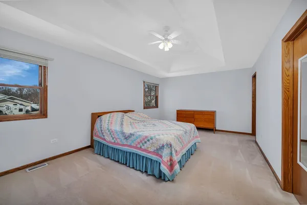 a bathroom with a sink and a yard