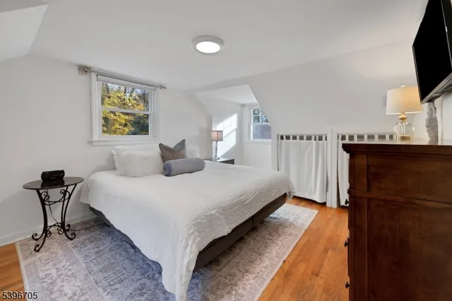 a bed room with a bed and a television