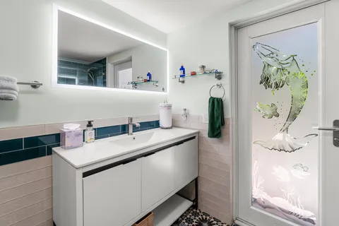 a bathroom with a shower