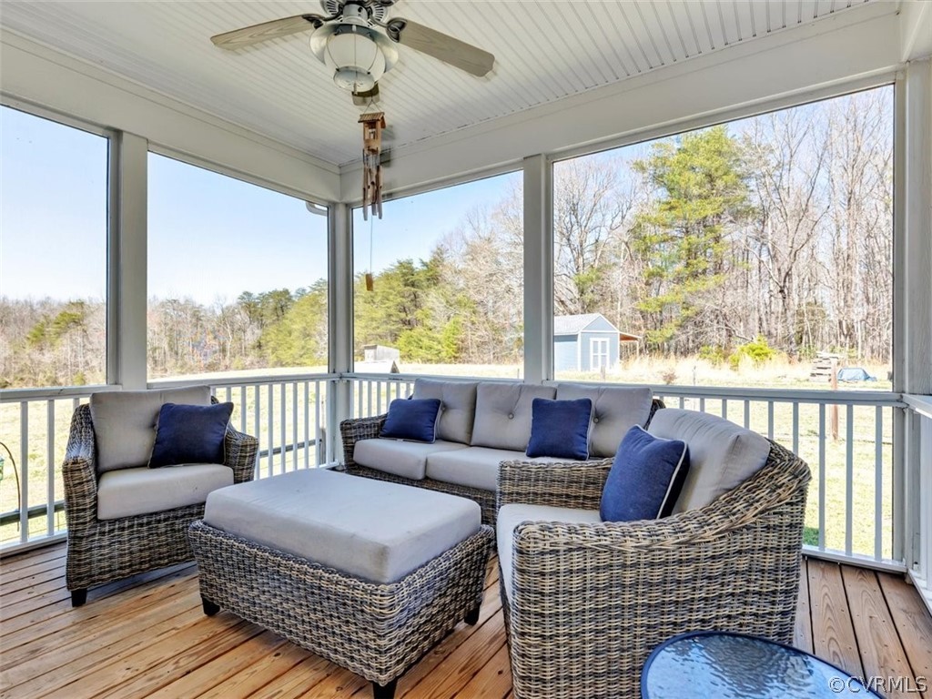 17169 Beaver Dam Road Beaverdam, VA 23015 - Photo 19 of 50 Screened porch with ceiling fan and beadboard ceil