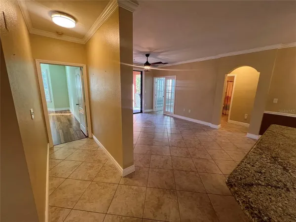 a view of a livingroom with a chandelier