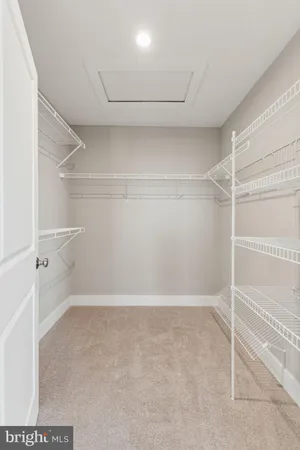 a view of an empty walk in closet
