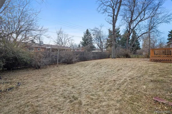 a view of a yard with trees