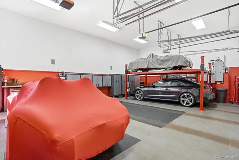 a car parked in a garage