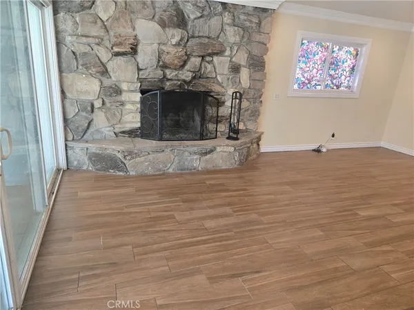 a view of a fireplace in a room