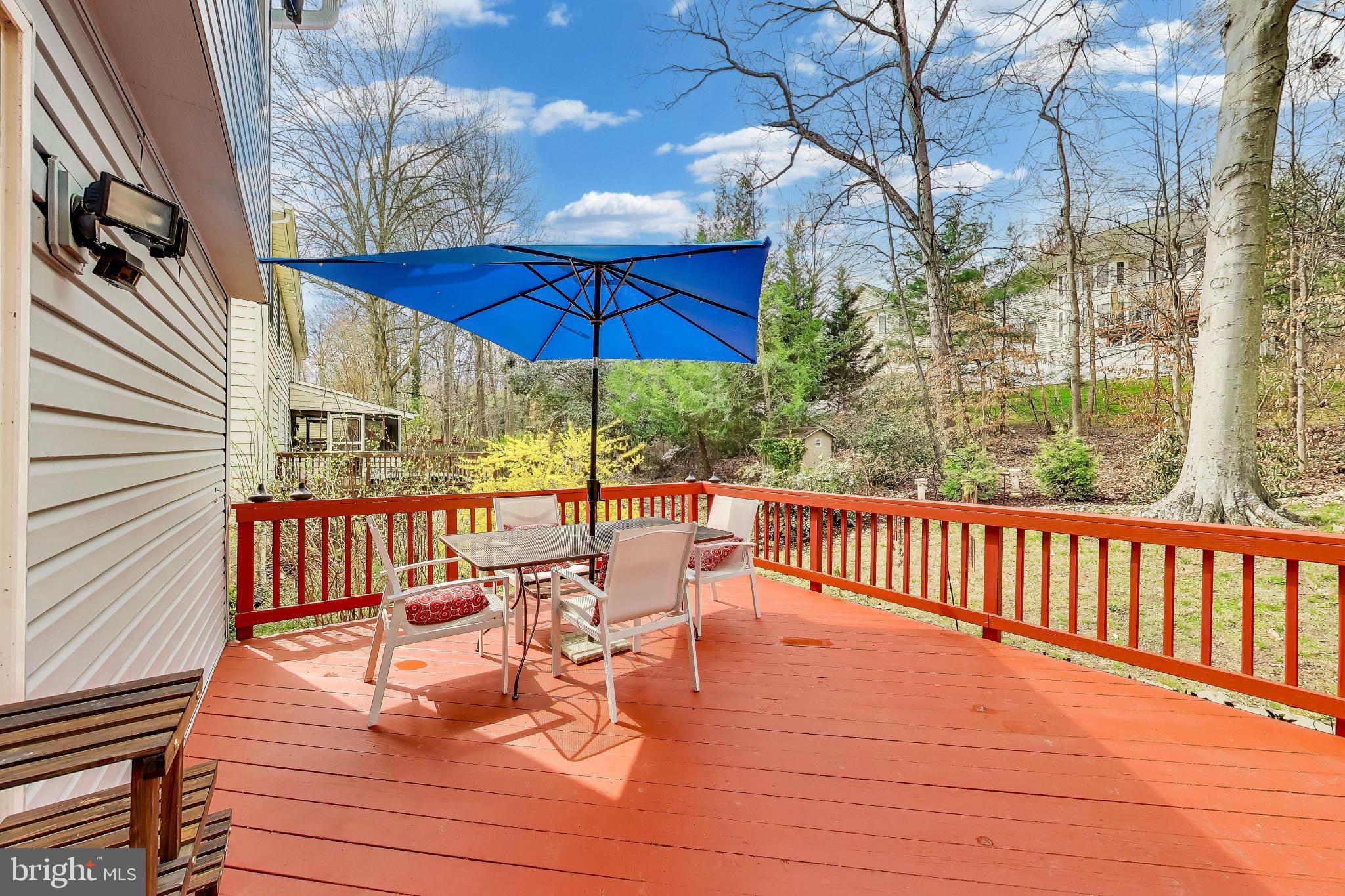 8404 Chillum Court Springfield, VA 22153 - Photo 49 of 56 Sunny deck with vibrant blue umbrella.
