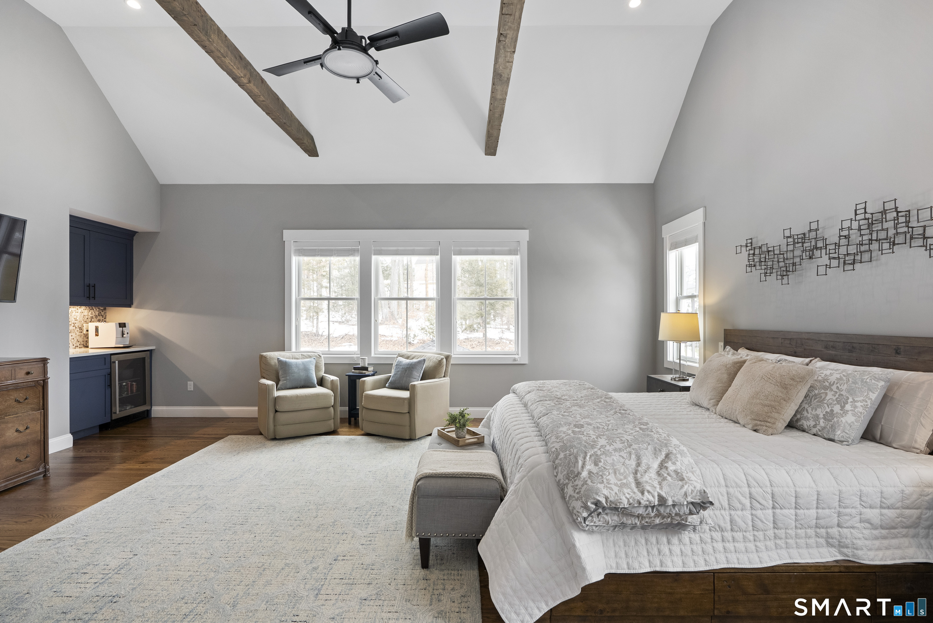 8 Gateshead Way Farmington, CT 06085 - Photo 31 of 39 a bedroom with a bed couches and a flat tv screen