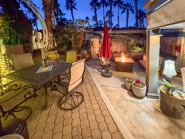 a view of a porch with patio