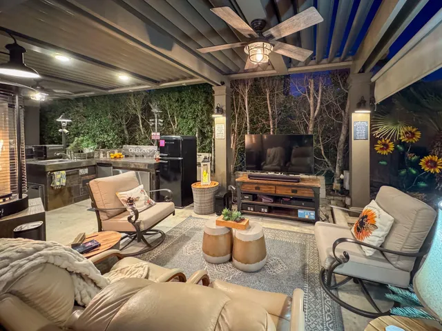 a kitchen with stove and cabinets