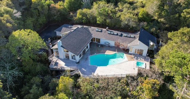 an aerial view of a house