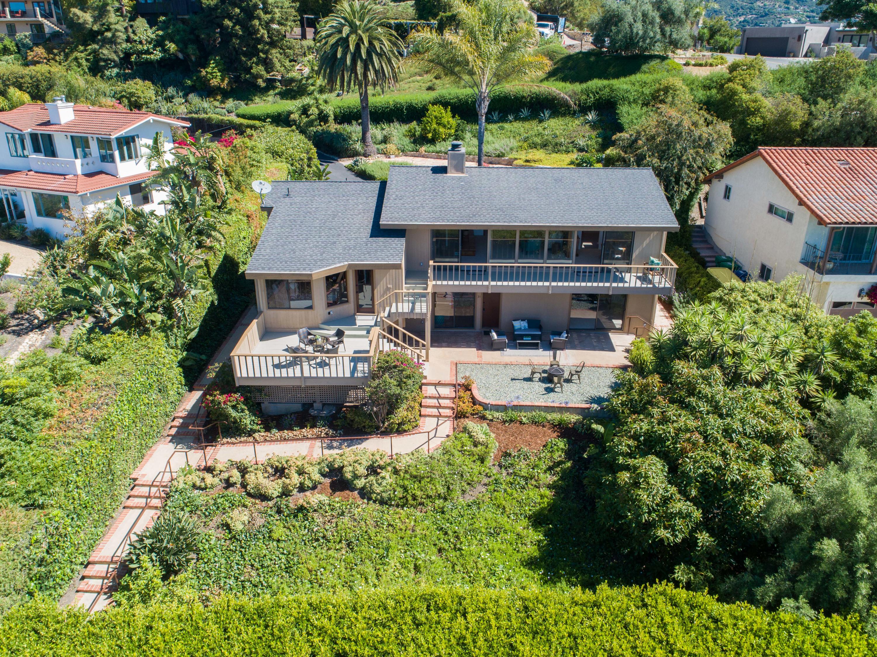 624 Las Alturas Road Santa Barbara, CA 93103 - Photo 33 of 40 an aerial view of a house with garden