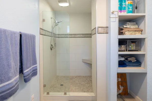 a bathroom with a shower