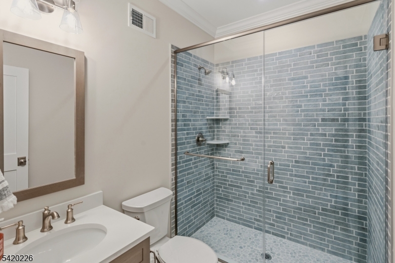732 Embree Crescent Westfield, NJ 07090 - Photo 13 of 47 a bathroom with a shower toilet sink and mirror