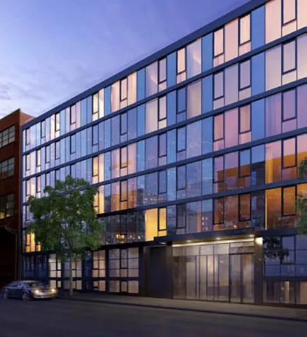 a view of a building from a balcony