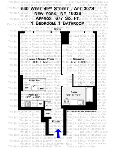 $915,000 | 540 West 49th Street, Unit S307 | Hell's Kitchen