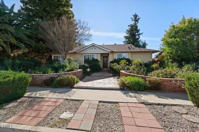 a view of a patio with furniture and plants