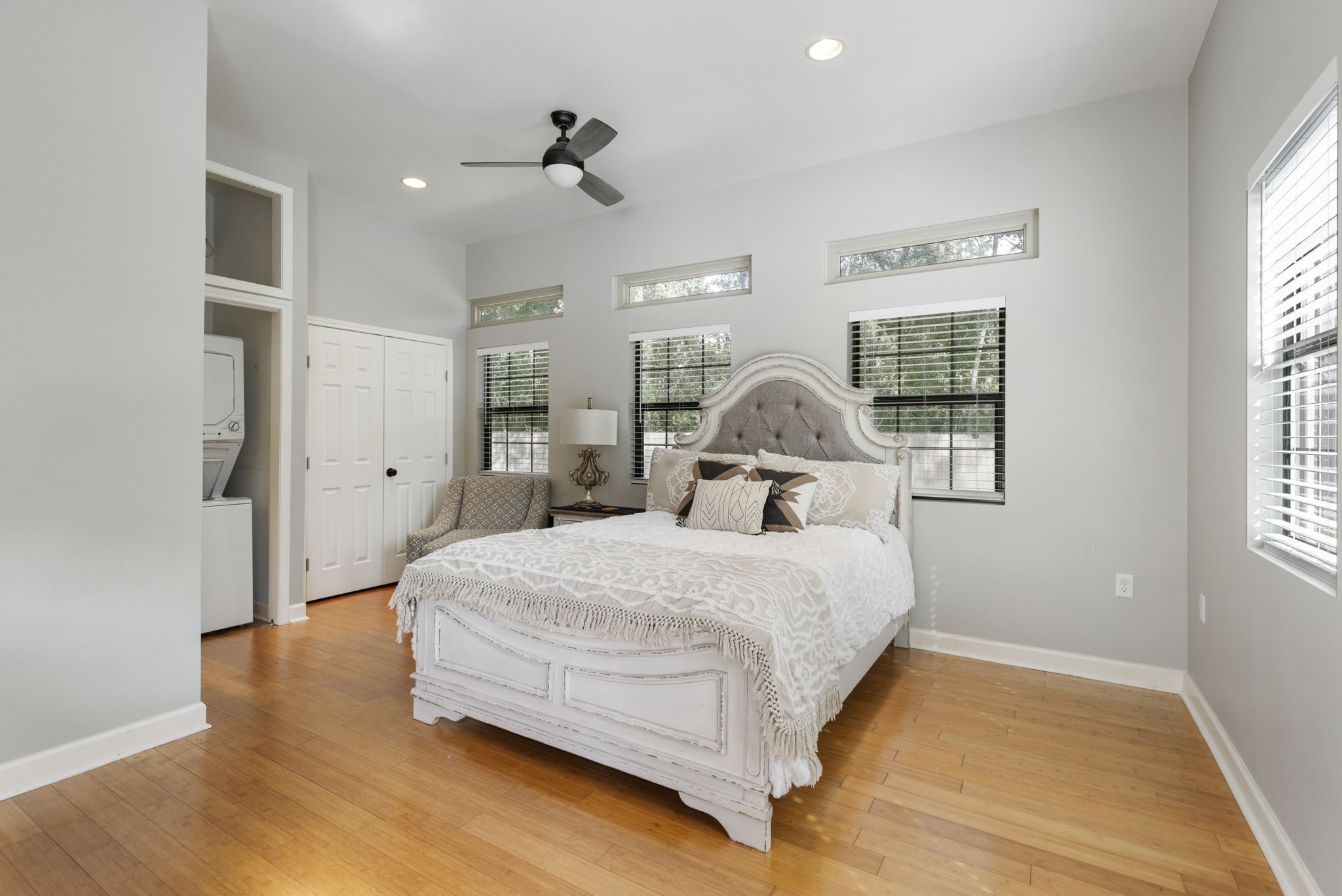 4103 Tee Tree Court Spring, TX 77386 - Photo 25 of 37 A fantastic bonus to this property! The detached ~300 SF Guest House offers an open bedroom/living area, kitchenette, full bath, and its own laundry—ideal for an older child, parent, overnight guests, or a private home office.