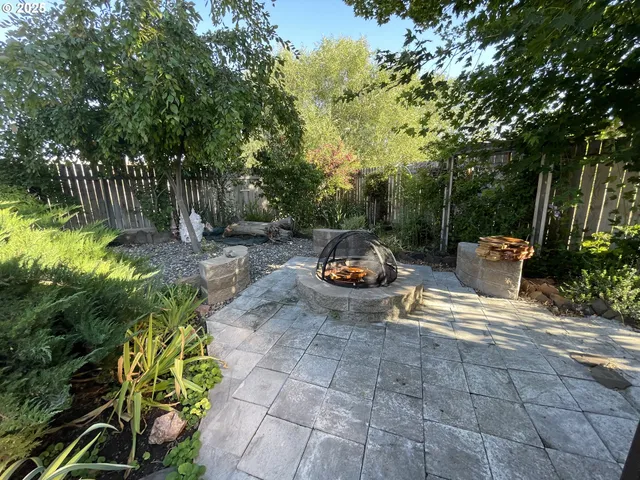 a view of a yard with plants