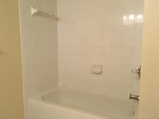 a close up of a bathtub curtain