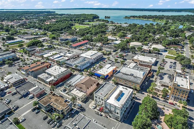 an aerial view of a building