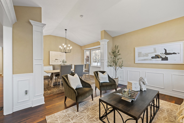 6208 West Bull River Road Highland, UT 84003 - Photo 7 of 90 Vaulted ceilings complement the elegant wainscoting and wood-finish flooring