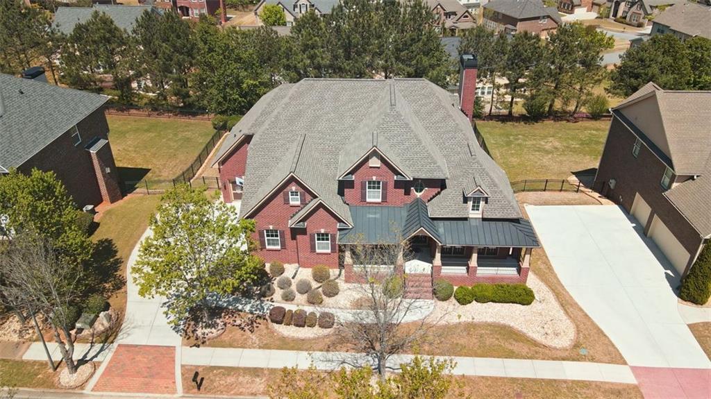 an aerial view of a house