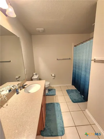 a bathroom with a sink a toilet and mirror