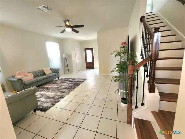 a living room with furniture