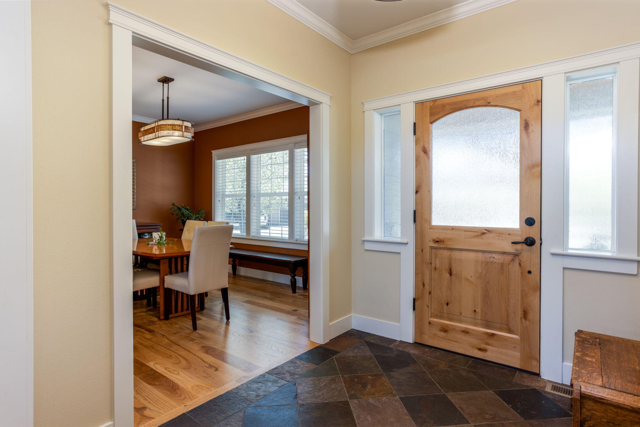 Spacious, open entry with slate tiles