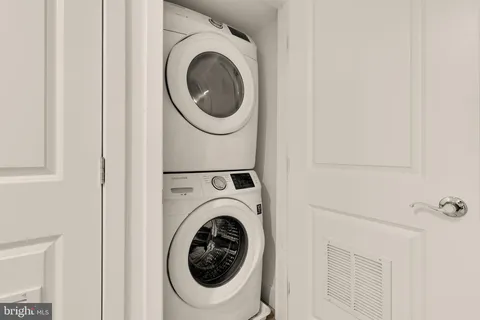 a view of a room with racks on the wall