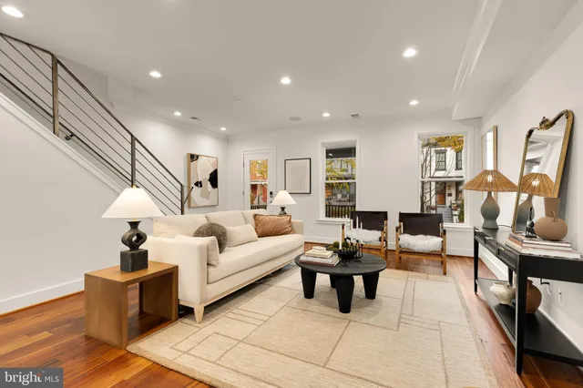 a living room with furniture