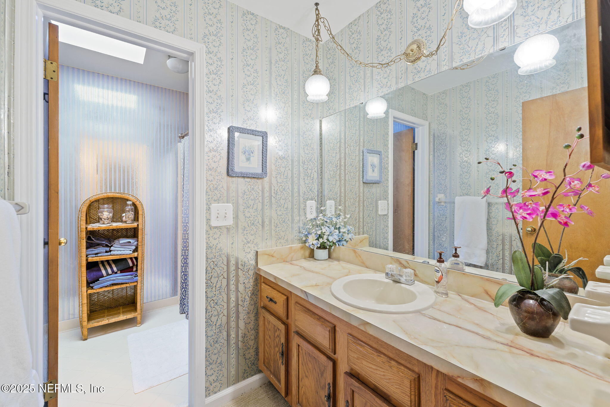 3007 Holly Road Orange Park, FL 32065 - Photo 30 of 44 a bathroom with a sink a faucet a potted plant and a shower