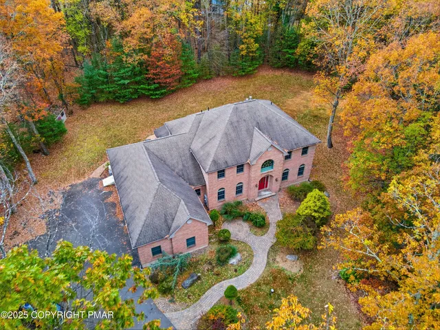 an aerial view of a house