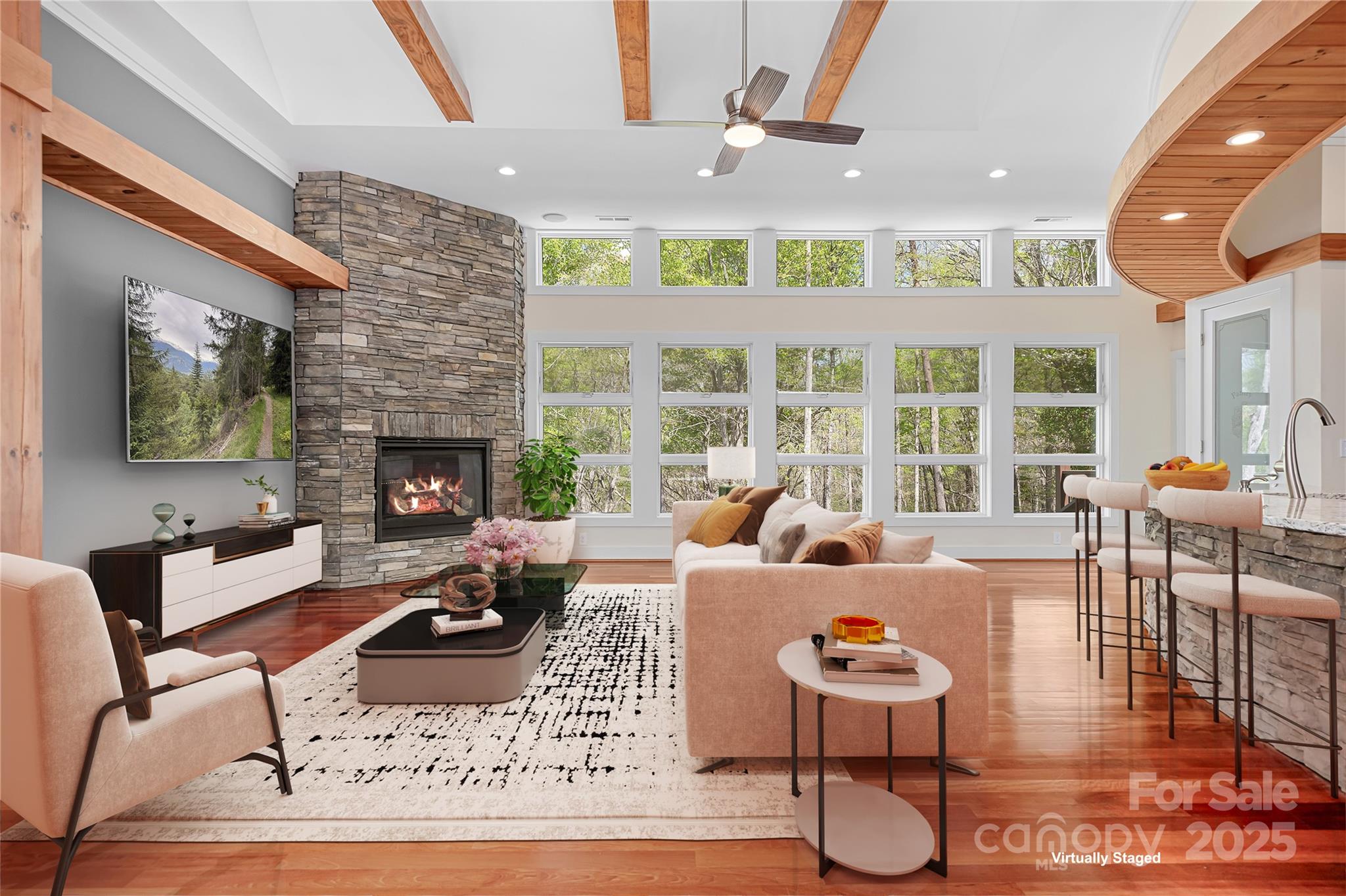 3249 Ivey Creek Road Maiden, NC 28650 - Photo 26 of 45 a living room with furniture and a fireplace