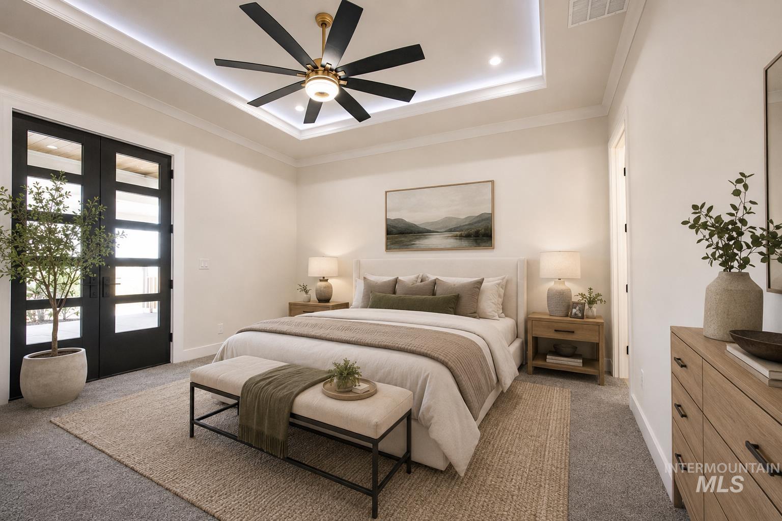 23904 Southview Lane Middleton, ID 83644 - Photo 9 of 29 Tray ceiling with recessed lighting and a contemporary ceiling fan