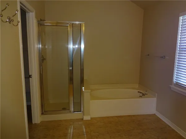 a bathroom with a bathtub