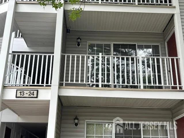 a view of wooden balcony