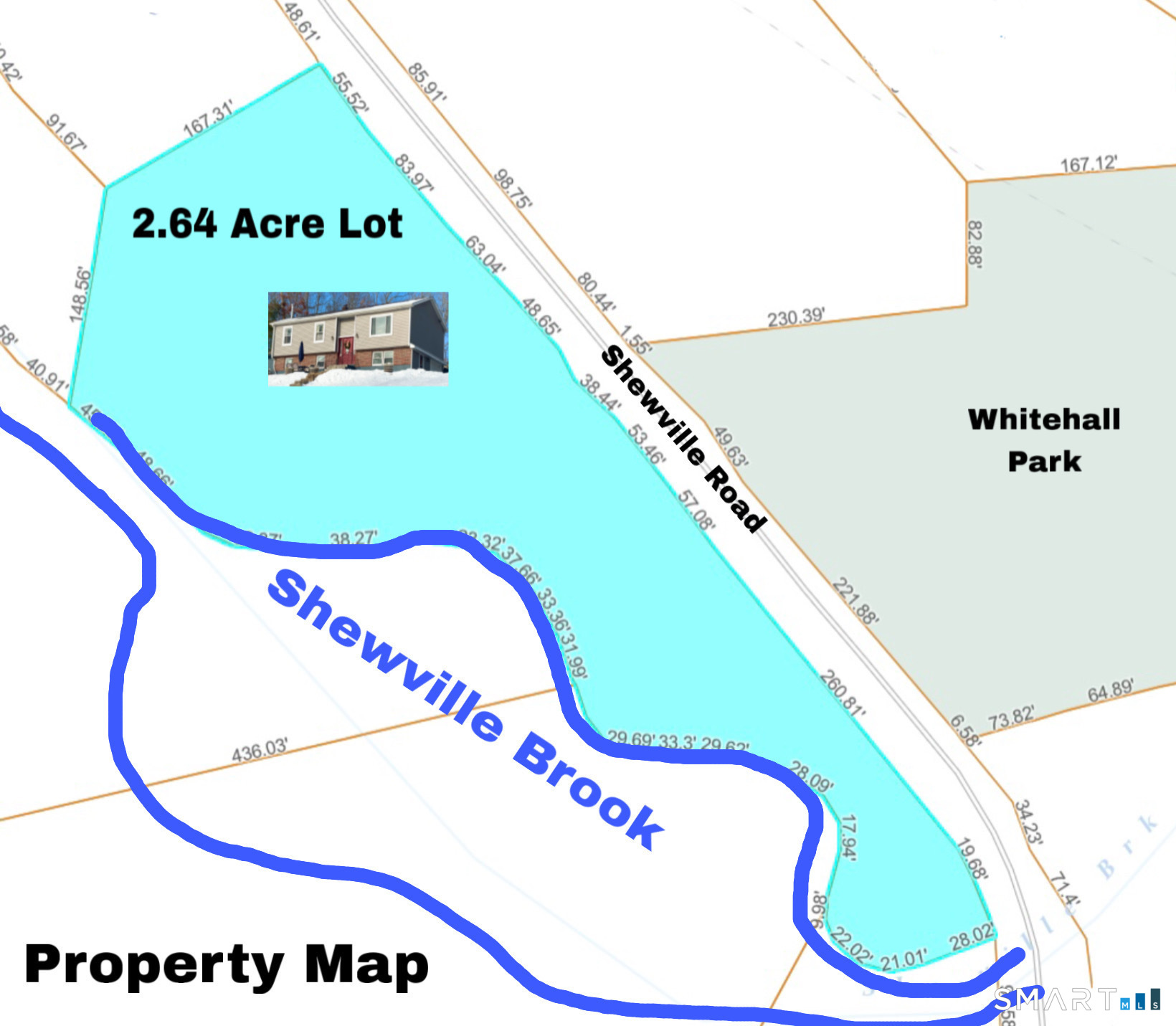 991 Shewville Road Ledyard, CT 06339 - Photo 4 of 29 Map of the Homes Location, Land, and Brook.