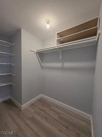 a view of an empty walk in closet