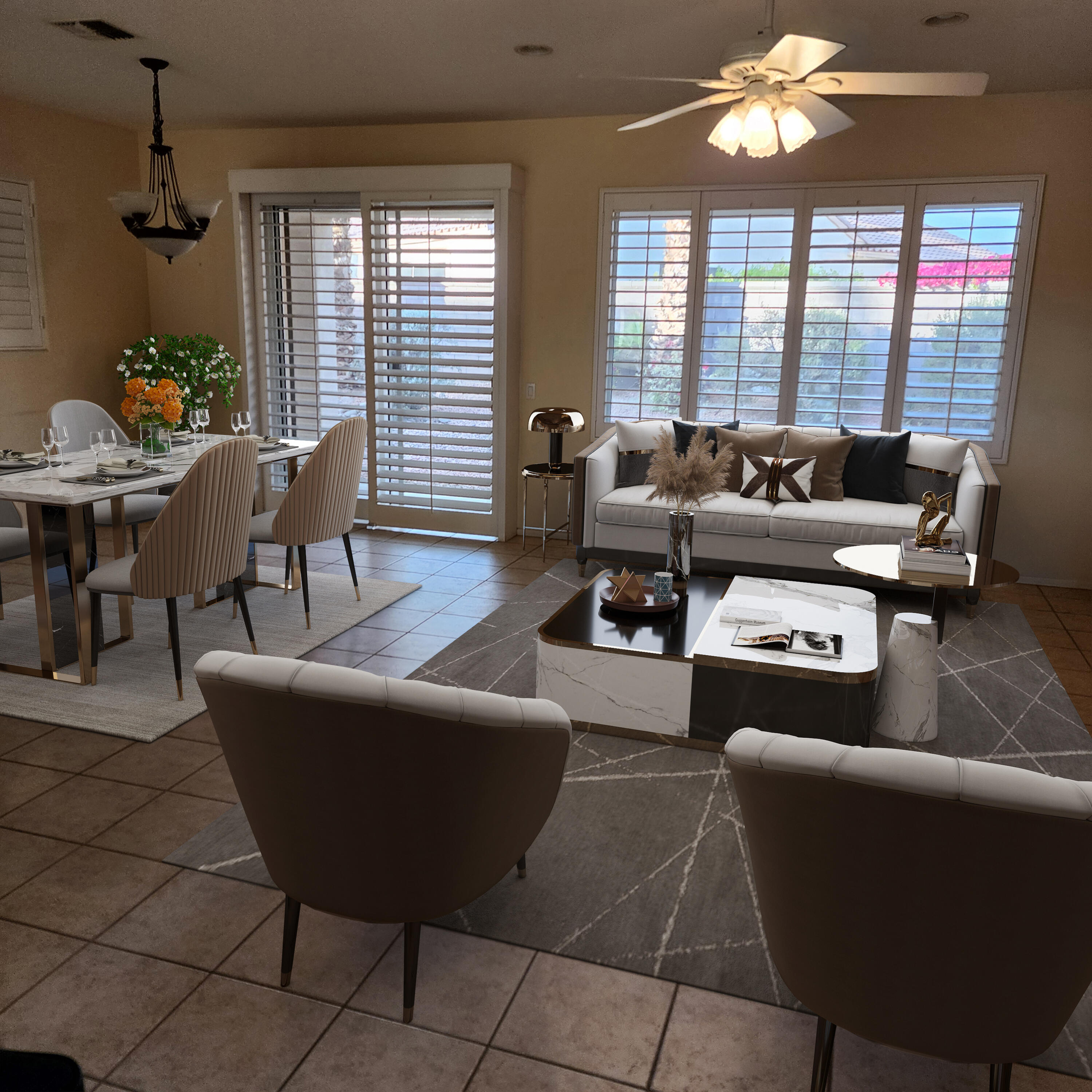 78786 Silver Lake Terrace Palm Desert, CA 92211 - Photo 4 of 20 a living room with furniture and a large window