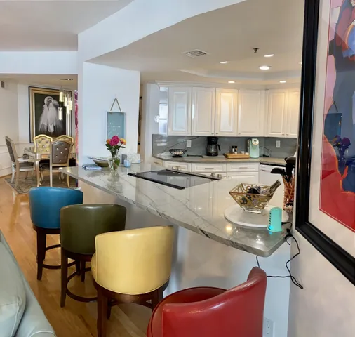 a kitchen with lots of counter top space