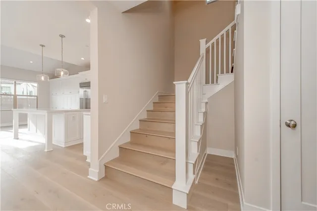 a view of staircase with white walls and white walls